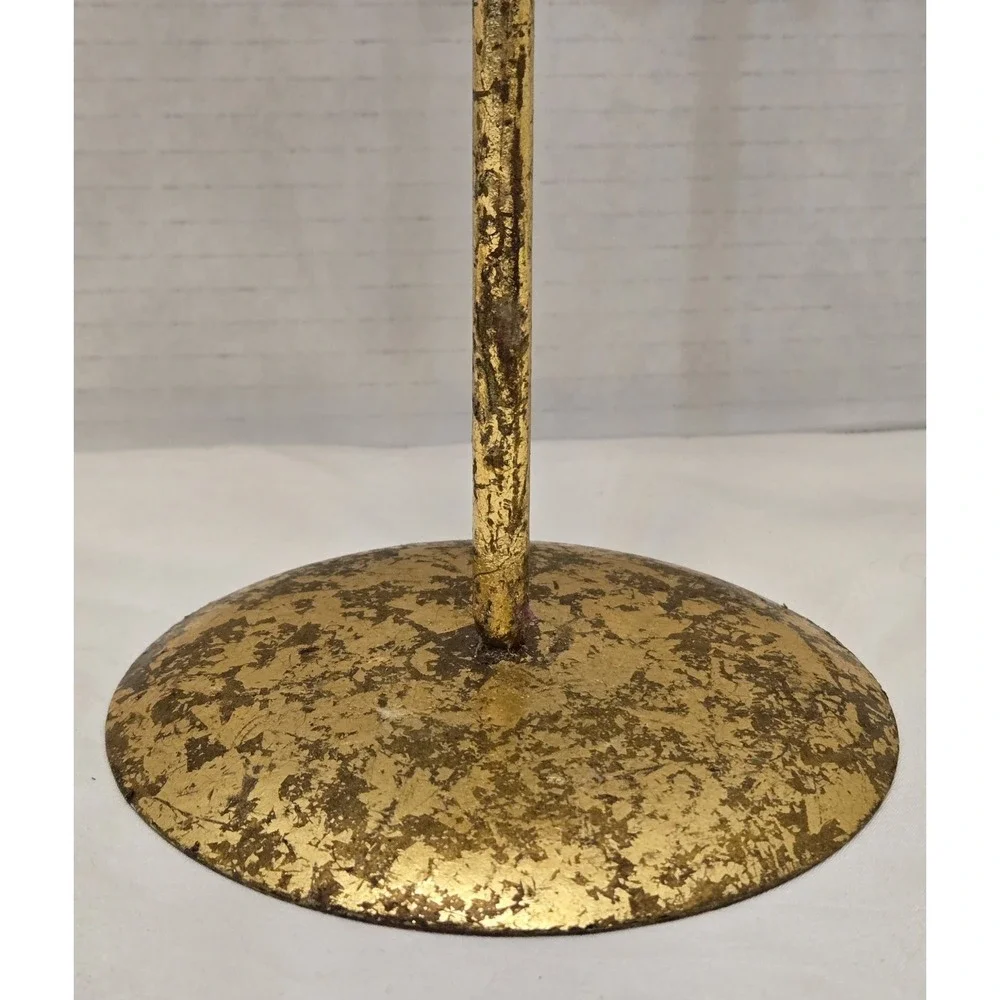 Pair of Intricate Vintage Gold Metal Tree of Life Candle Holders - Read Descrip